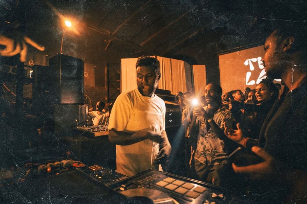 Snapshot of Yohannes Hadish DJing at The Lab’s Episode 7 event.