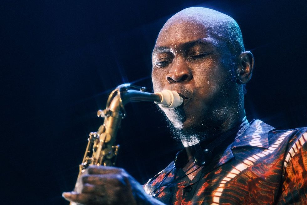 Seun Kuti live at Brooklyn's Prospect Park bandshell as part of BRIC Celebrate Brooklyn.